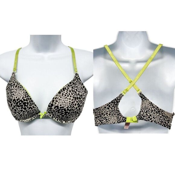 Victoria's Secret Leopard Neon Print Strappy Back Push Up Back - Picture 1 of 8